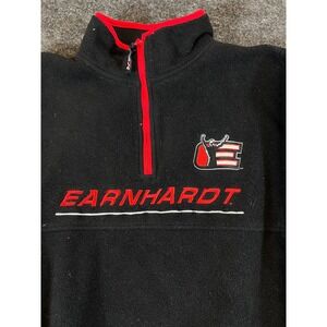 VTG 90s NASCAR Dale Earnhardt Fleece Quarter Zip Pullover Sweater Black Mens M